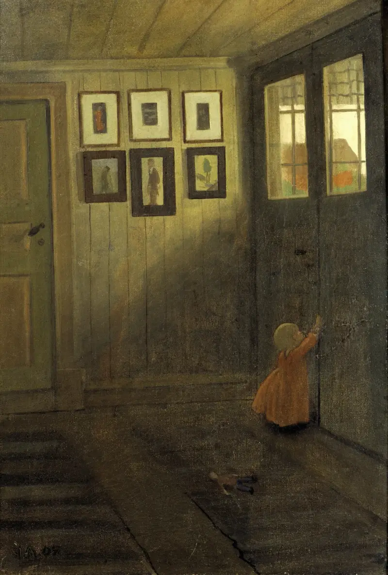 The Girl at the Door. Interior of the Artist’s home, Älvängen, Ivar Arosenius