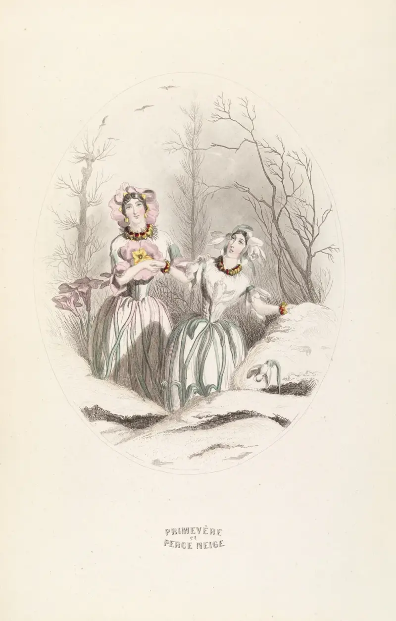 Primula och snödroppe av J. J. Grandville