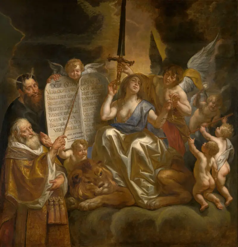 Mänsklig lag grundad på gudomlig rättvisa av Jacob Jordaens