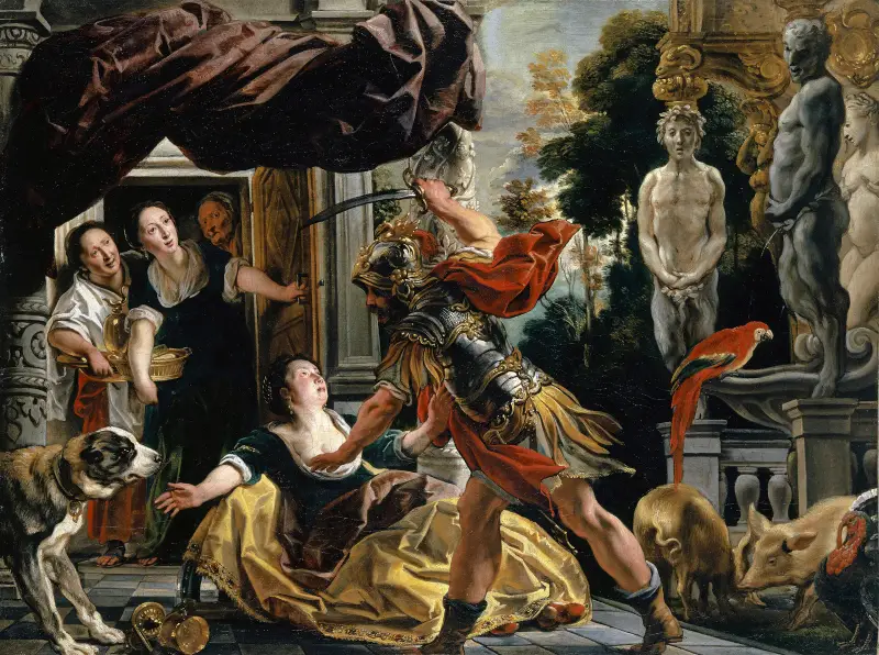 Odysseus droht Kirke von Jacob Jordaens