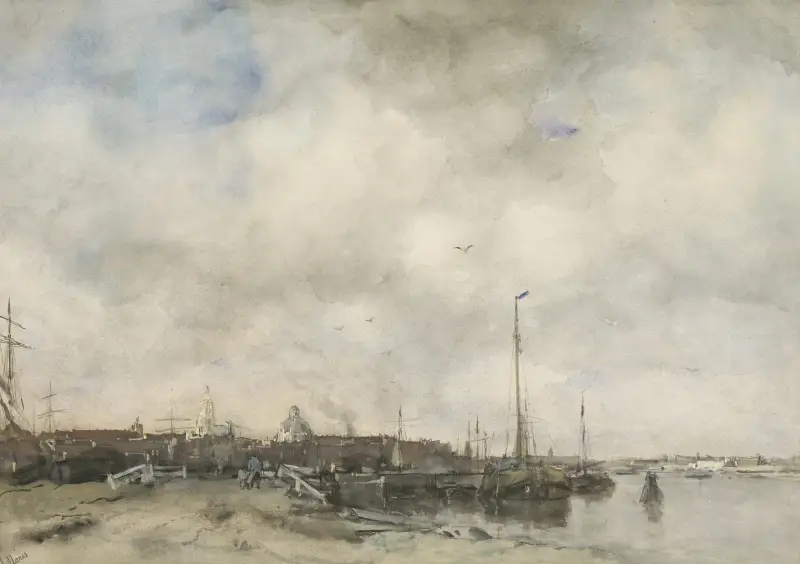 Gezicht op een stad av Jacob Maris