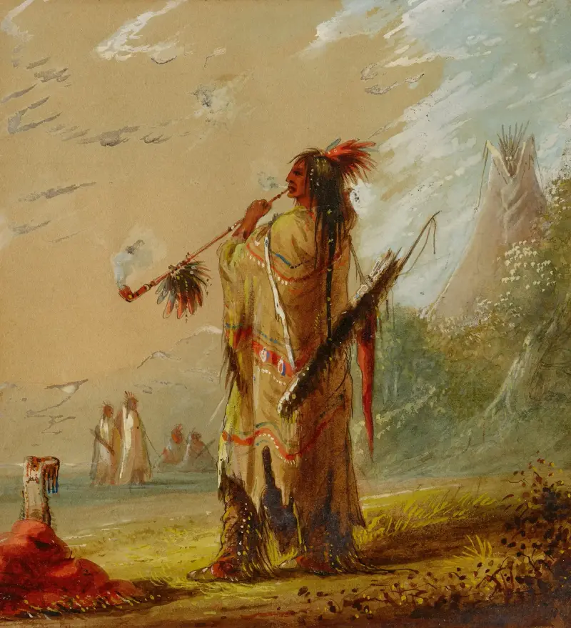 Ein rauchender Shoshone-Indianer von Alfred Jacob Miller