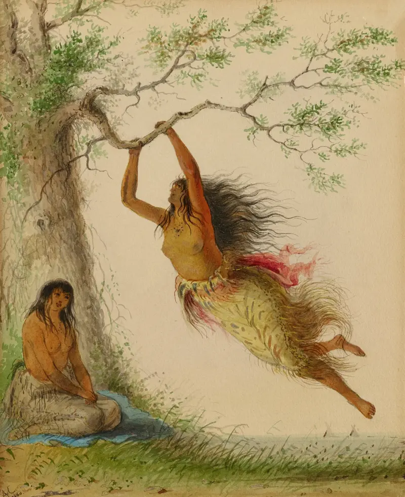 Indian Girls Swinging av Alfred Jacob Miller