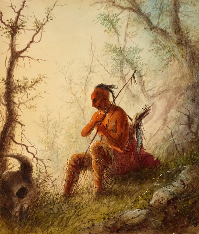 Sioux Indian przy grobie, Alfred Jacob Miller
