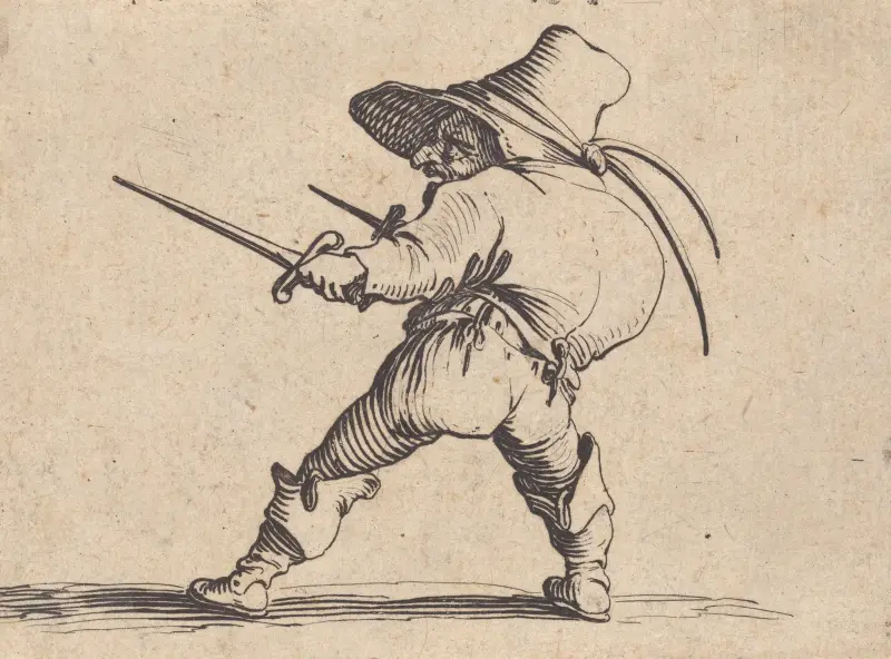 Le duelliste a l’épée et au poignard av Jacques Callot
