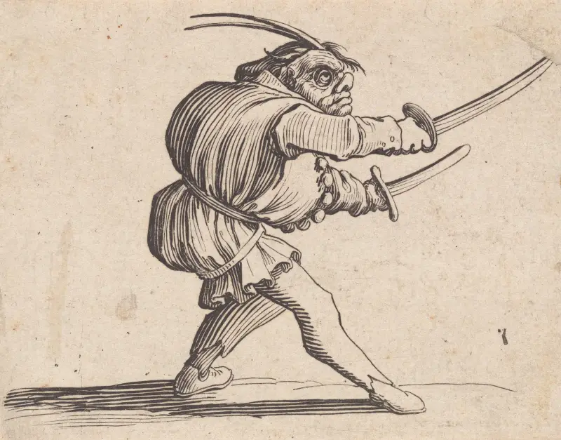 Der Duellant mit zwei Säbeln von Jacques Callot