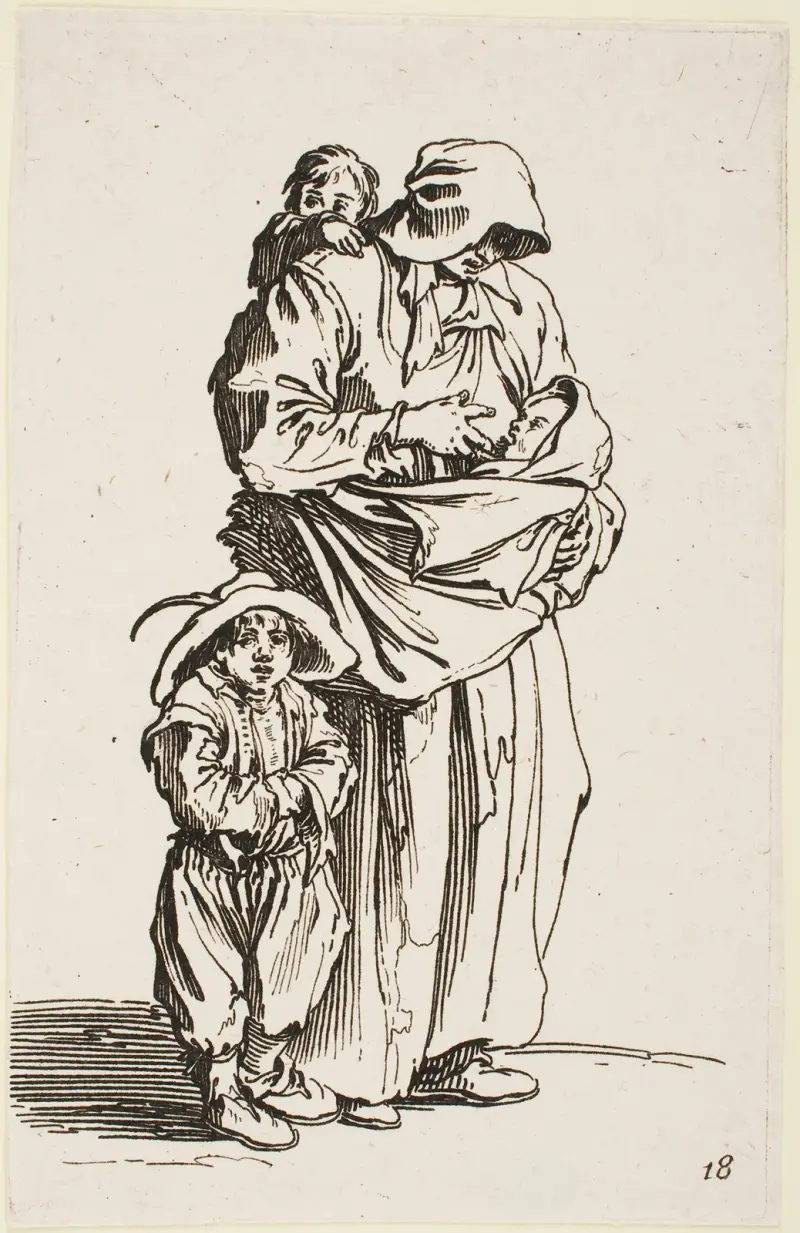 Modern och hennes tre barn av Jacques Callot