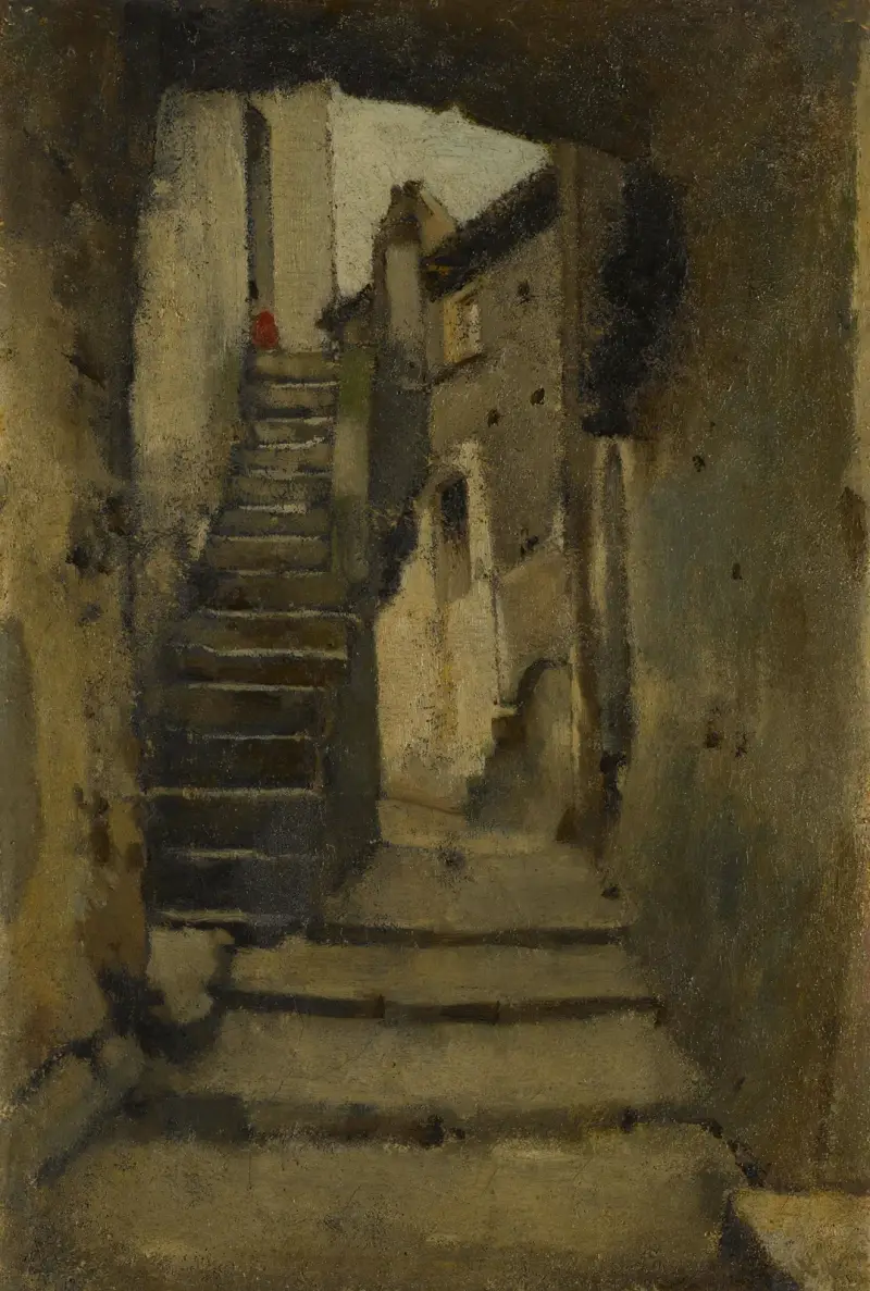 Escalier dans une ruelle à Rome av Jean-Jacques Henner