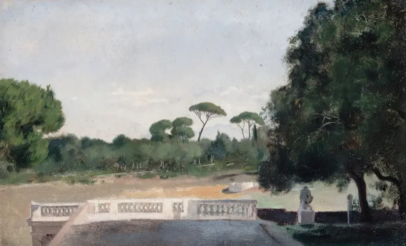 Trädgårdarna vid Villa Borghese sedda från Villa Medici i Rom av Jean-Jacques Henner