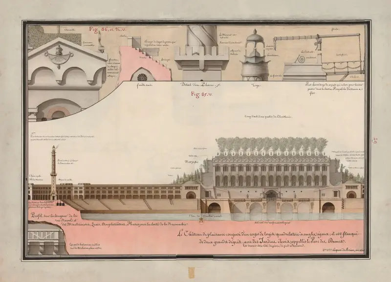 Le château de plaisance composé d’un corps de logis quadrilatère à angles égaux av Jean Jacques Lequeu