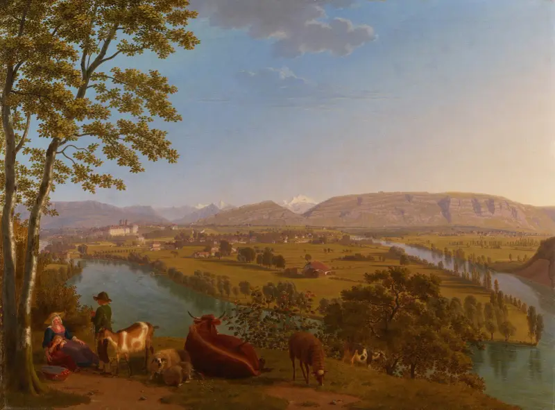 Genf, Zusammenfluss von Rhone und Arve von Johann Jakob Biedermann