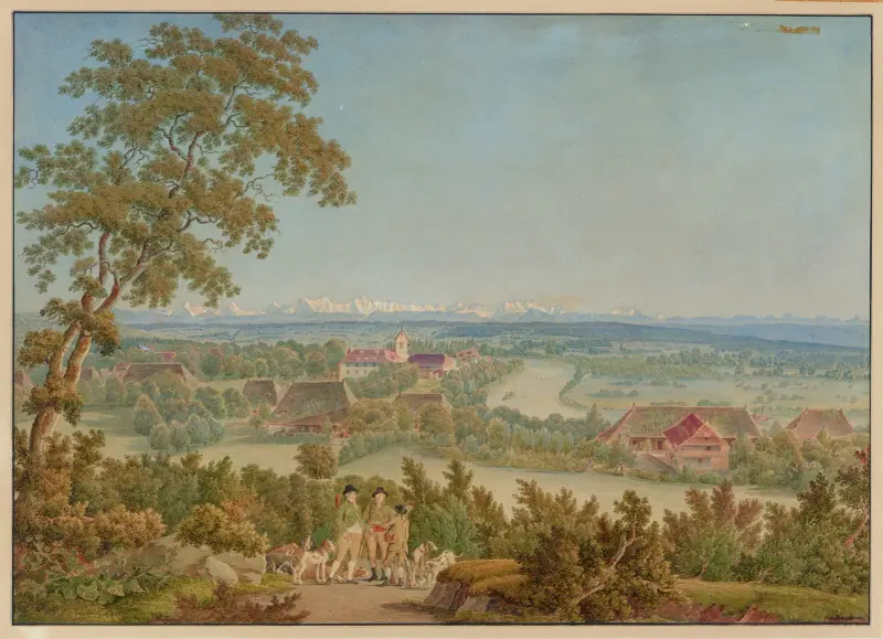 Gottstatt, klasztor, widok od północnego zachodu, Johann Jakob Biedermann