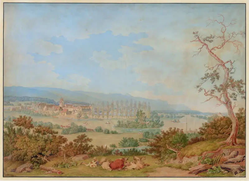 Gottstatt, Kloster, von Südwesten av Johann Jakob Biedermann
