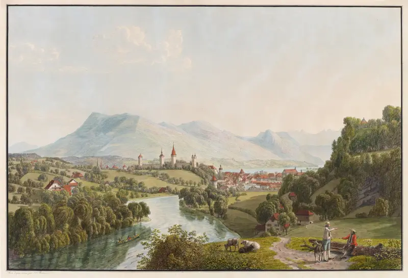 Luzern från sydväst av Johann Jakob Biedermann