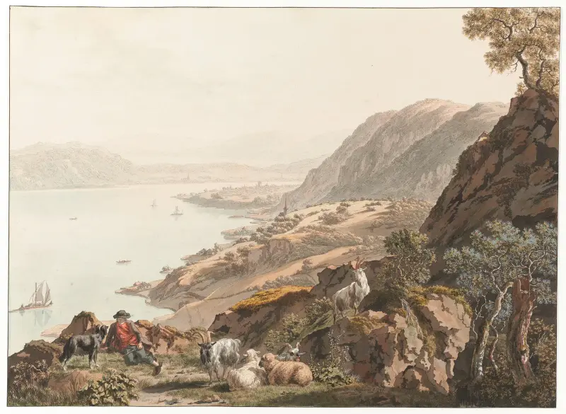 Twann och Bielsjön från nordöst av Johann Jakob Biedermann