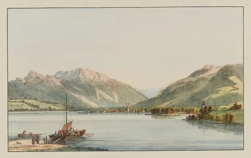 Utsikt över Lachen vid Zürichsjön av Johann Jakob Biedermann