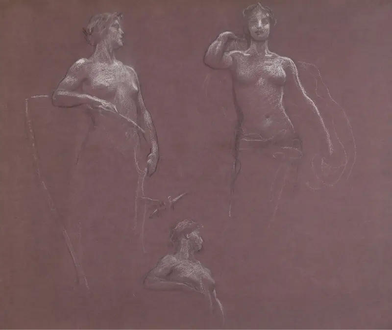 Studier för Ceres och Juno i ”Prospero Summoning Nymphs and Deities” av Herbert James Draper