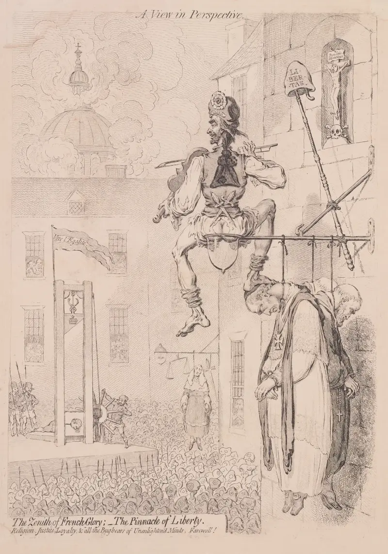 Ett perspektiv. Den franska ärans höjdpunkt; frihetens spets av James Gillray
