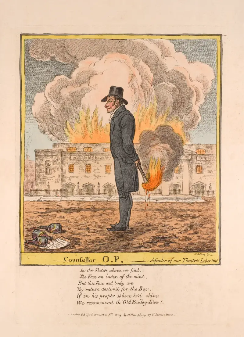 Advokat O. P., försvarare av våra teatraliska friheter av James Gillray