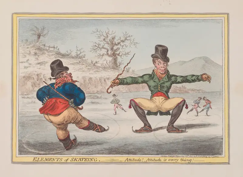 Skridskoåkningens grunder. Attityd! Attityden är allt! av James Gillray
