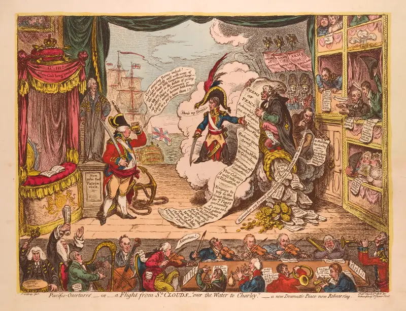 Pazifische Ouvertüren – oder – eine Flucht aus St. Cloud – ‚über das Wasser zu Charley‘ – ein neuer dramatischer Frieden, der jetzt geprobt wird von James Gillray