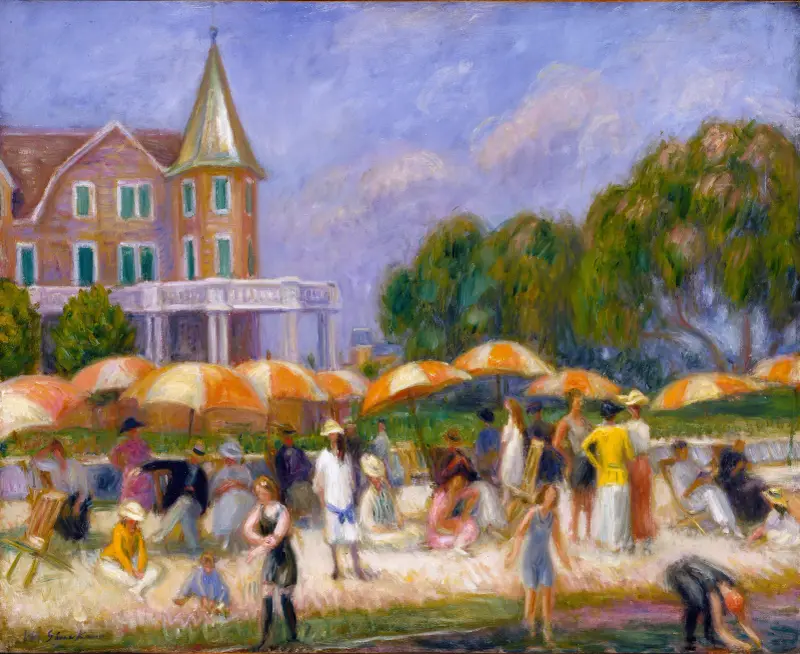 Beach Umbrellas at Blue Point av William James Glackens