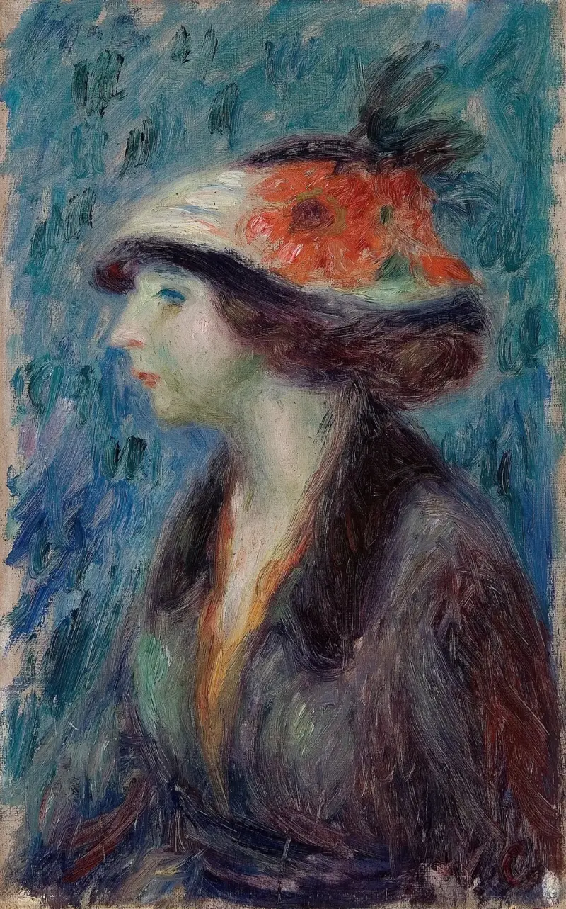 Mädchen mit geblümtem Hut von William James Glackens