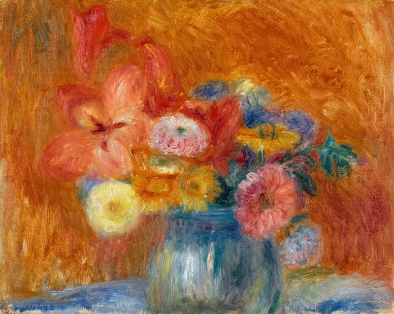 Green Bowl of Flowers av William James Glackens