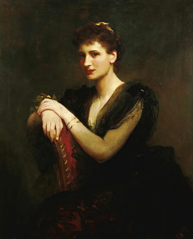 Porträtt av en sittande dam av James Sant
