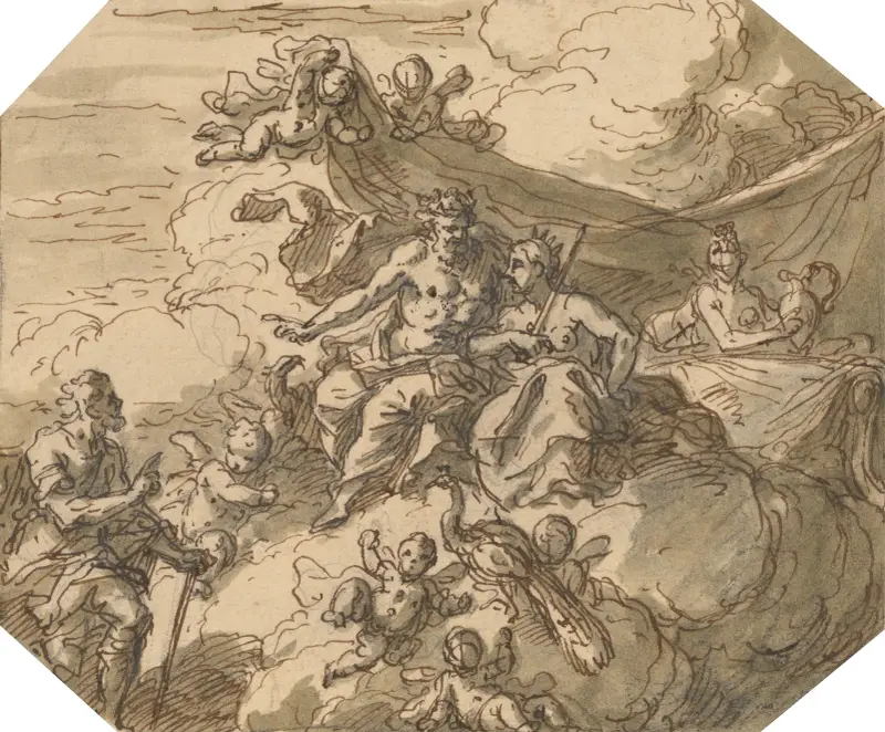 Förslag till mytologisk scen, med Jupiter och Juno av Sir James Thornhill