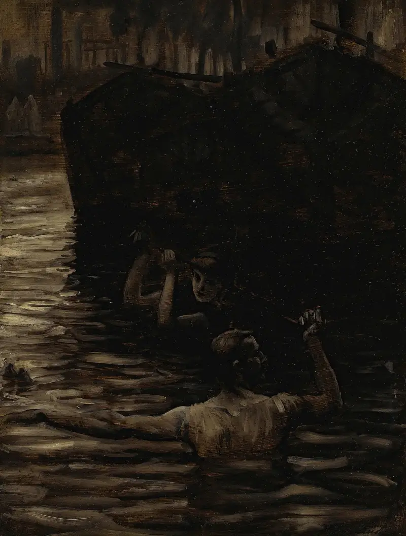 Renée und Reverchon beim Schwimmen in der Seine von James Tissot