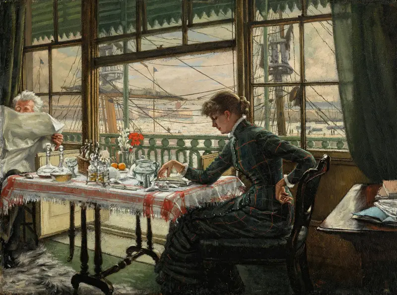 Room Overlooking the Harbour av James Tissot