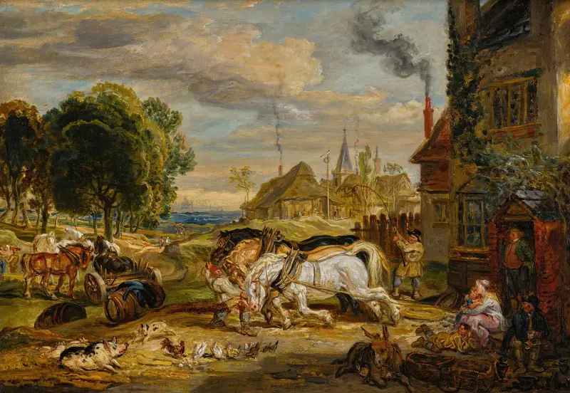 Studie för ”Sides All”; The Bunch of Grapes Tavern, Kensington av James Ward
