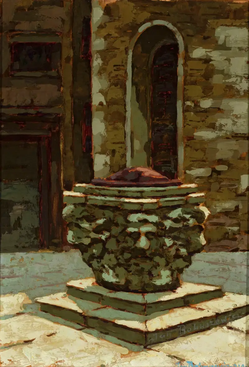 Kleiner Brunnen in Venedig im Sonnenschein von Jan Bohuszewicz