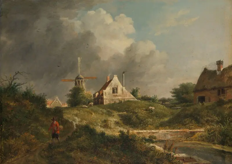 Blick auf die verfallene Stadtmauer in Amsterdam zwischen Muiderpoort und Weesperpoort von Jan Hulswit