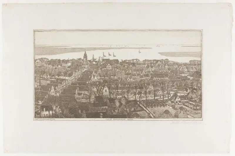 Topografischer Druck von Monnikendam von Wijnand Otto Jan Nieuwenkamp