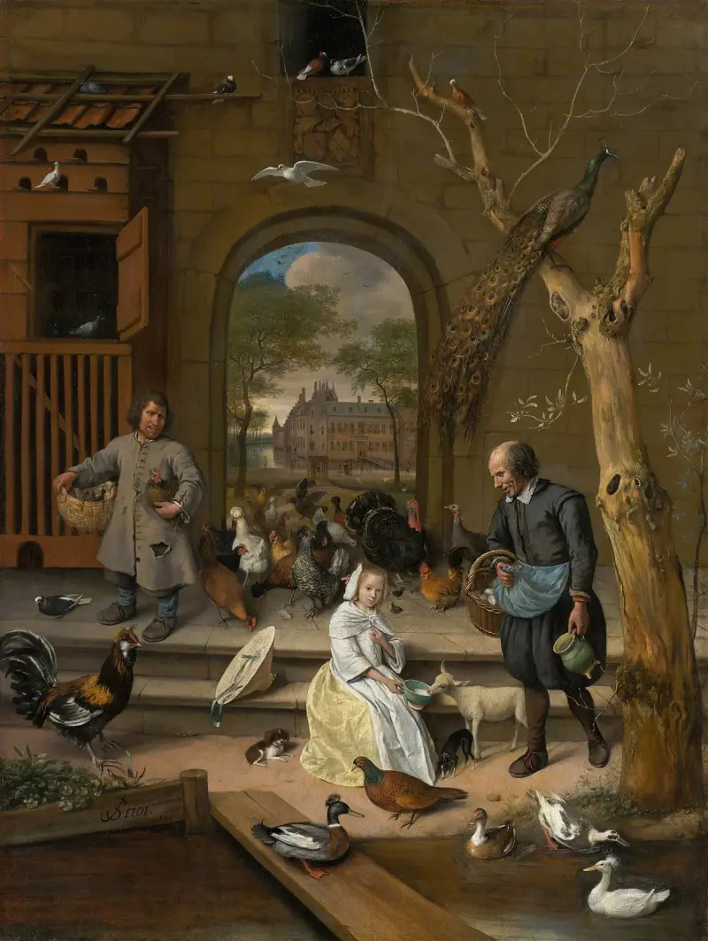Porträtt av Jacoba Maria van Wassenaer (1654–1683), känt som ”Fjäderfågården” av Jan Steen