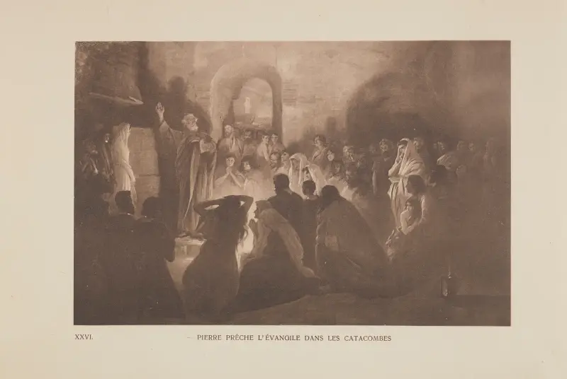 Pierre Prêche L’évangile Dans Les Catacombes av Jan Styka