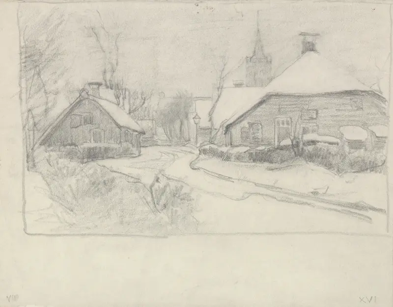 Besneeuwd dorpje av Jan Veth