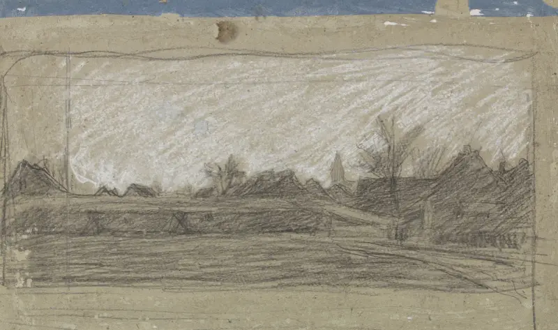 Gezicht op een dorp av Jan Veth