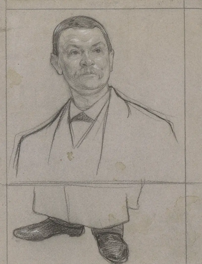Porträtt och fötter av kyparen Johan från De Poort van Cleve av Jan Veth