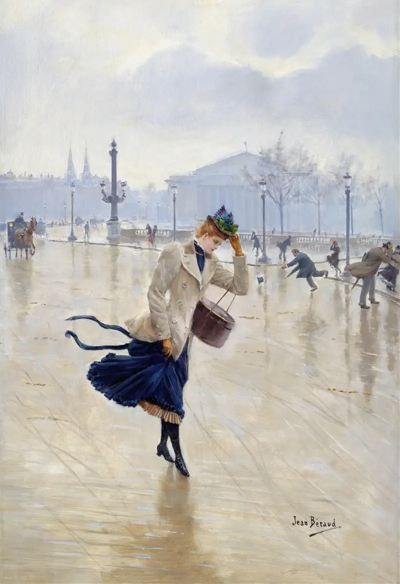 Windy Day, Place De La Concorde av Jean Béraud