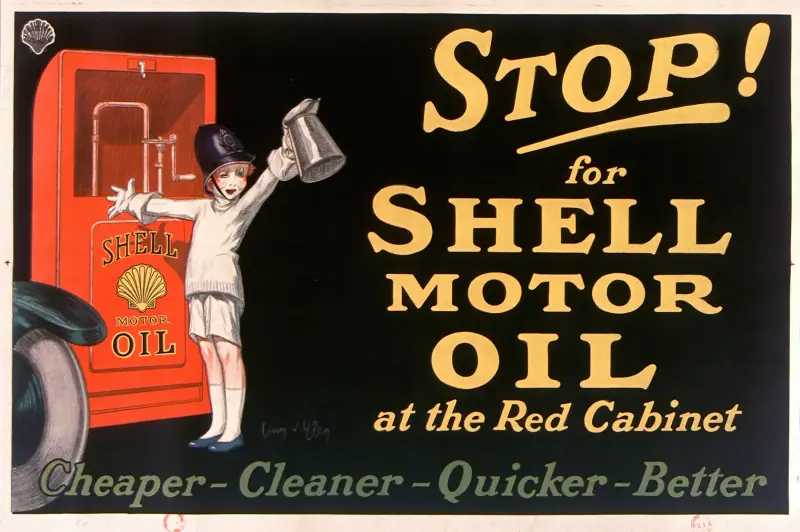 Stop! for Shell motor oil at the Red Cabinet von Jean d'Ylen