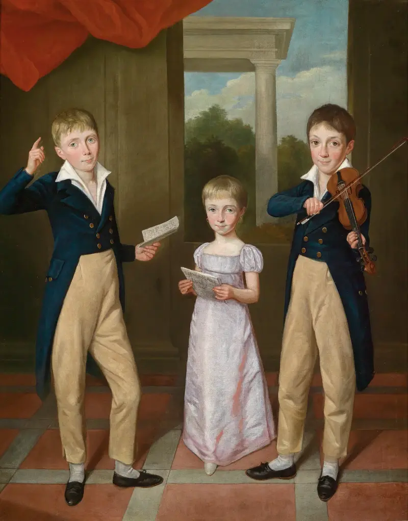 Tre barn i en huskonsert av Antoine-Jean Gros