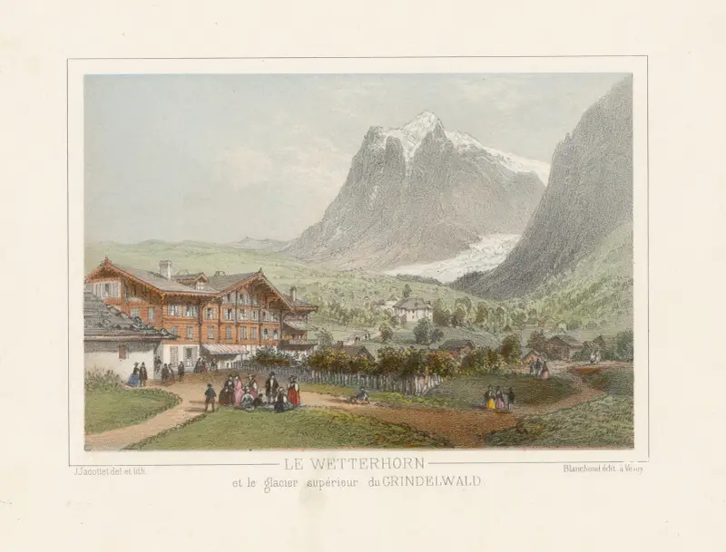Wetterhorn och Grindelwalds övre glaciär av Jean Jacottet