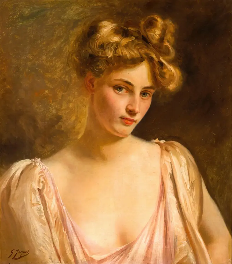 A blonde beauty av Gustave Jean Jacquet