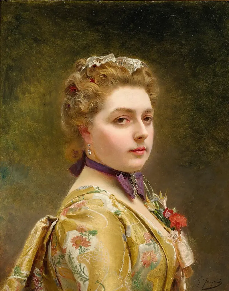 Dame in goldenem Kleid von Gustave Jean Jacquet