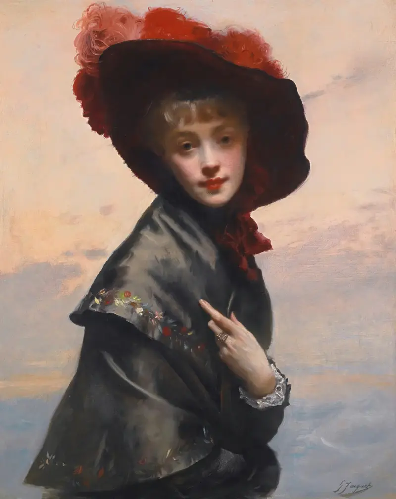 Dame mit Hut von Gustave Jean Jacquet