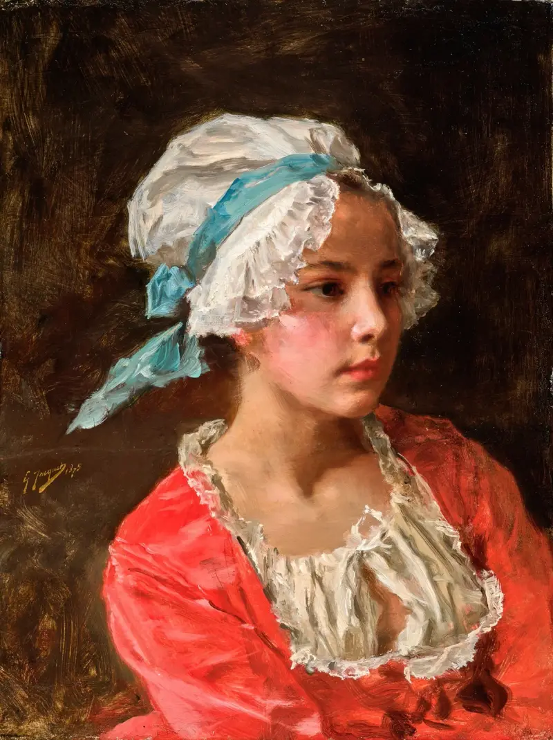 Porträtt av en ung flicka av Gustave Jean Jacquet
