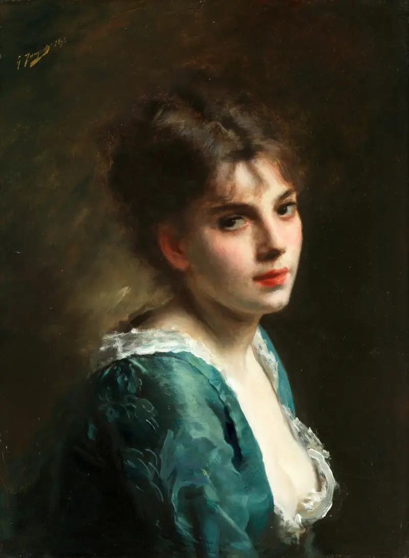 Porträtt av en ung skönhet av Gustave Jean Jacquet